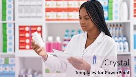  Presentation with prescription - PPT layouts having african-american-woman-pharmacist-holding background and a lemonade colored foreground