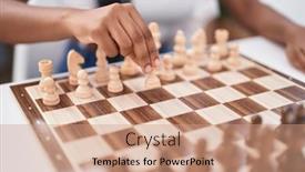  Presentation with african woman - Slide set having african-american-woman-playing-chess background and a coral colored foreground