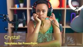  Presentation with video games playing - Presentation theme having african-american-woman-playing-video background and a  colored foreground