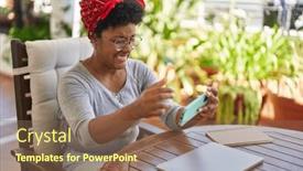  Presentation with video game - PPT theme featuring african-american-woman-playing-video background and a violet colored foreground