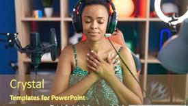  Presentation with video games playing - PPT layouts with african-american-woman-playing-video background and a coral colored foreground