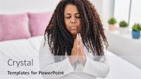  Presentation with african american families - Slide set consisting of african-american-woman-praying-sitting background and a  colored foreground