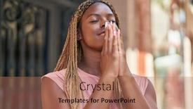  Presentation with closed - PPT layouts consisting of african-american-woman-praying background and a coral colored foreground