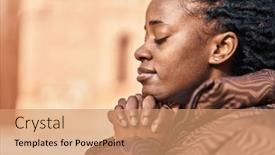  Presentation with eye african american models - Slide set featuring african-american-woman-praying background and a coral colored foreground