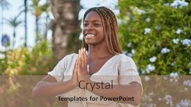  Presentation with eye african american models - PPT layouts enhanced with african-american-woman-praying background and a coral colored foreground