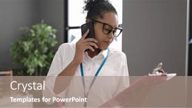  Presentation with report - Presentation featuring african-american-woman-preschool-teacher background and a coral colored foreground