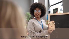  Presentation with preschool - PPT layouts consisting of african-american-woman-preschool-teacher background and a coral colored foreground