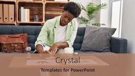  Presentation with psychology - Presentation design featuring african-american-woman-psychologist-having background and a coral colored foreground