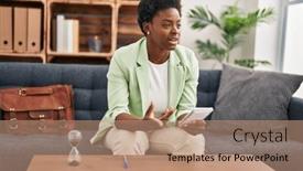  Presentation with psychology - PPT theme consisting of african-american-woman-psychologist-having background and a coral colored foreground