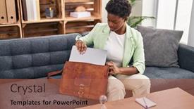  Presentation with psychology - Presentation theme having african-american-woman-psychologist-holding background and a  colored foreground