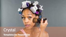  Presentation with makeup - Presentation theme consisting of african american woman putting background and a coral colored foreground