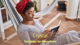  Presentation with book - Presentation design enhanced with african-american-woman-reading-book background and a coral colored foreground