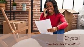  Presentation with instruction - Theme enhanced with african-american-woman-reading-chair background and a coral colored foreground