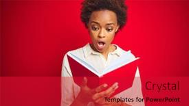  Presentation with reading - Audience pleasing PPT theme consisting of african-american-woman-reading backdrop and a crimson colored foreground