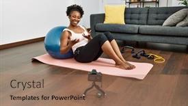  Presentation with recording - PPT theme consisting of african-american-woman-recording-video background and a coral colored foreground