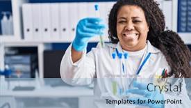  Presentation with tubes - PPT theme consisting of african-american-woman-scientist-holding background and a light blue colored foreground