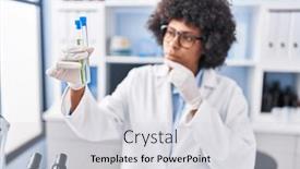  Presentation with tubes - Theme with african-american-woman-scientist-holding background and a light gray colored foreground