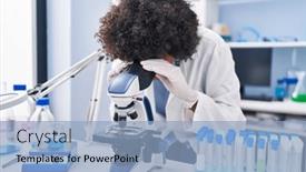  Presentation with microscope - Theme consisting of african-american-woman-scientist-using background and a light blue colored foreground