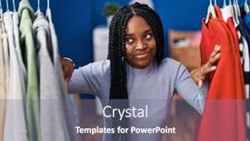  Presentation with clothing - Theme consisting of african-american-woman-searching-clothes background and a gray colored foreground
