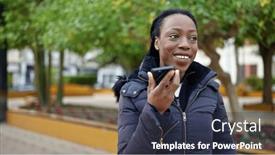  Presentation with voice - Presentation consisting of african-american-woman-sending-voice background and a  colored foreground
