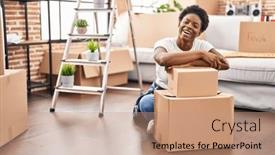  Presentation with crazy - Theme with african-american-woman-sitting background and a coral colored foreground