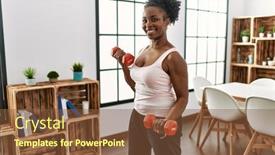  Presentation with training - PPT theme with african-american-woman-smiling-confident background and a tawny brown colored foreground