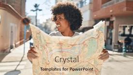  Presentation with city map - PPT layouts having african-american-woman-smiling-confident background and a lemonade colored foreground