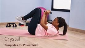  Presentation with exercise sport - Theme enhanced with african-american-woman-smiling-confident background and a lemonade colored foreground