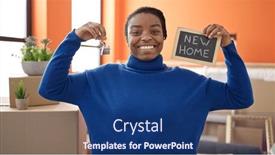  Presentation with keys - Slide deck enhanced with african-american-woman-smiling-confident background and a ocean colored foreground