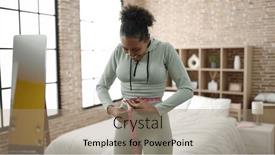  Presentation with tape - PPT layouts featuring african-american-woman-smiling-confident background and a  colored foreground