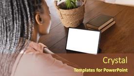  Presentation with nature cabin - Presentation theme having african-american-woman-spending-time background and a tawny brown colored foreground