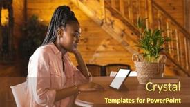  Presentation with nature cabin - PPT theme enhanced with african-american-woman-spending-time background and a tawny brown colored foreground