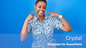  Presentation with african american dental - PPT theme enhanced with african-american-woman-standing-over background and a teal colored foreground