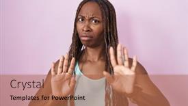 Presentation with forbidden - Presentation theme featuring african-american-woman-standing-over background and a coral colored foreground