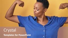  Presentation with proud american - Presentation design enhanced with african-american-woman-standing-over background and a teal colored foreground