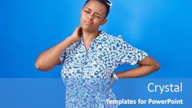  Presentation with injury - PPT layouts having african-american-woman-standing-over background and a teal colored foreground