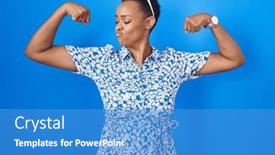  Presentation with proud american - PPT theme featuring african-american-woman-standing-over background and a teal colored foreground