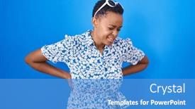  Presentation with backache - PPT theme featuring african-american-woman-standing-over background and a teal colored foreground