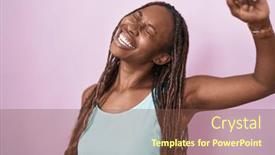  Presentation with american music - Slides having african-american-woman-standing-over background and a tawny brown colored foreground