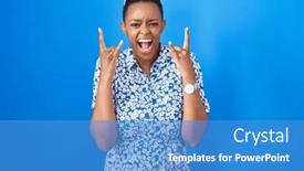  Presentation with rock star - PPT layouts with african-american-woman-standing-over background and a teal colored foreground