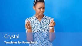  Presentation with salary - Presentation theme consisting of african-american-woman-standing-over background and a teal colored foreground