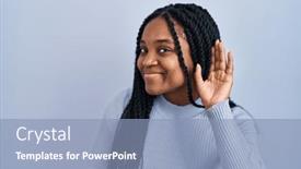  Presentation with hearing - Slides enhanced with african-american-woman-standing-over background and a light blue colored foreground