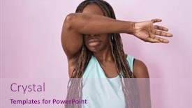  Presentation with sad woman - Presentation design enhanced with african-american-woman-standing-over background and a lemonade colored foreground