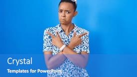  Presentation with direction - PPT theme having african-american-woman-standing-over background and a teal colored foreground