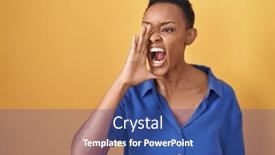  Presentation with communication - Presentation design with african-american-woman-standing-over and a ocean colored foreground