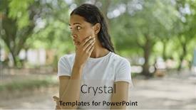  Presentation with park - Slide set with african-american-woman-standing background and a coral colored foreground