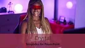  Presentation with streamer - Presentation theme consisting of african-american-woman-streamer-playing background and a violet colored foreground