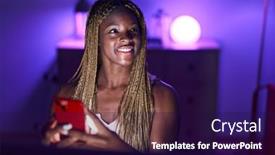  Presentation with streamer - Presentation theme featuring african-american-woman-streamer-using background and a wine colored foreground