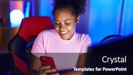  Presentation with computer room - PPT layouts featuring african-american-woman-streamer-using background and a wine colored foreground