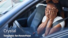  Presentation with stressed - Presentation enhanced with african-american-woman-stressed-driving background and a ocean colored foreground